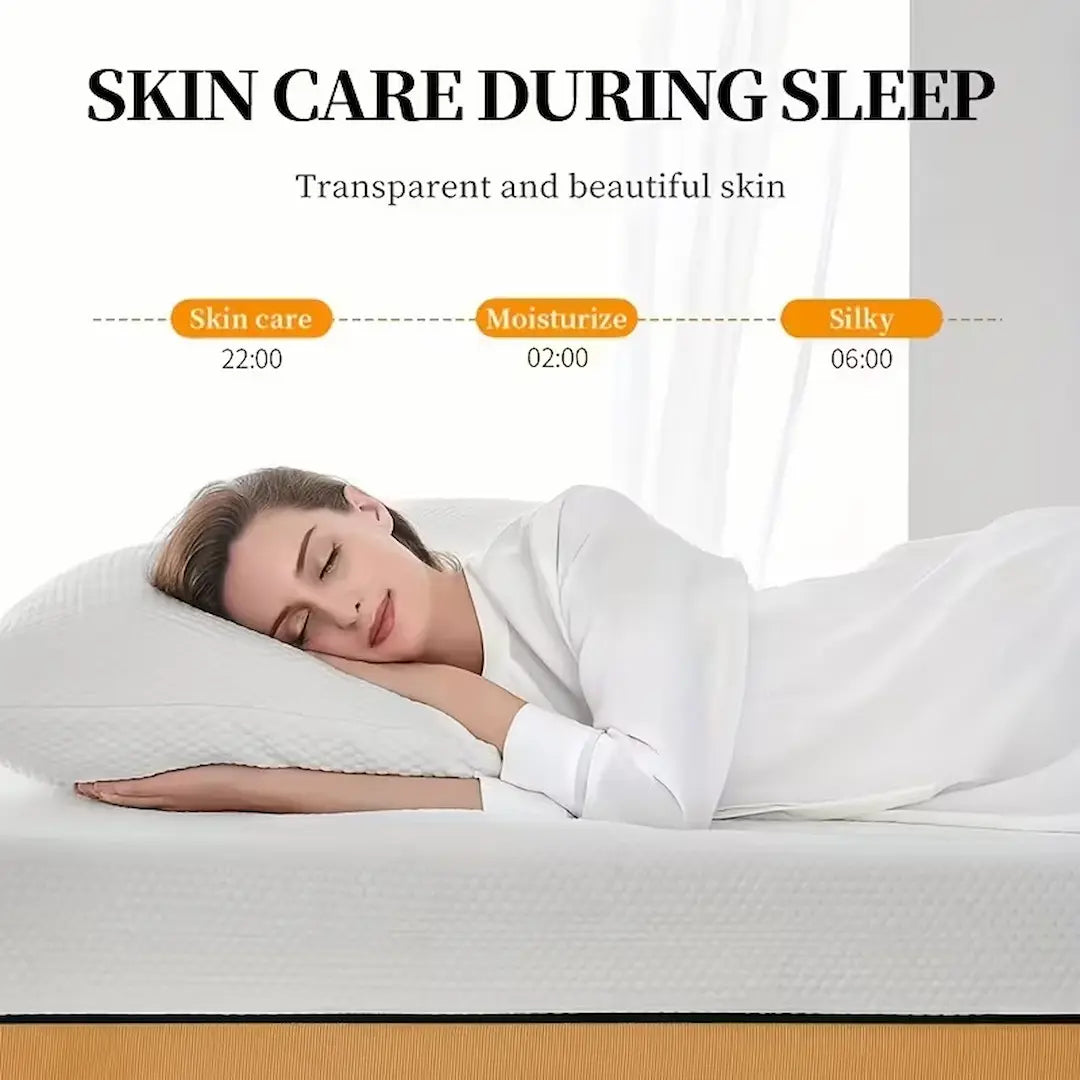 Applying BIOAQUA Rice Sleep Mask at night for deep hydration and smooth skin