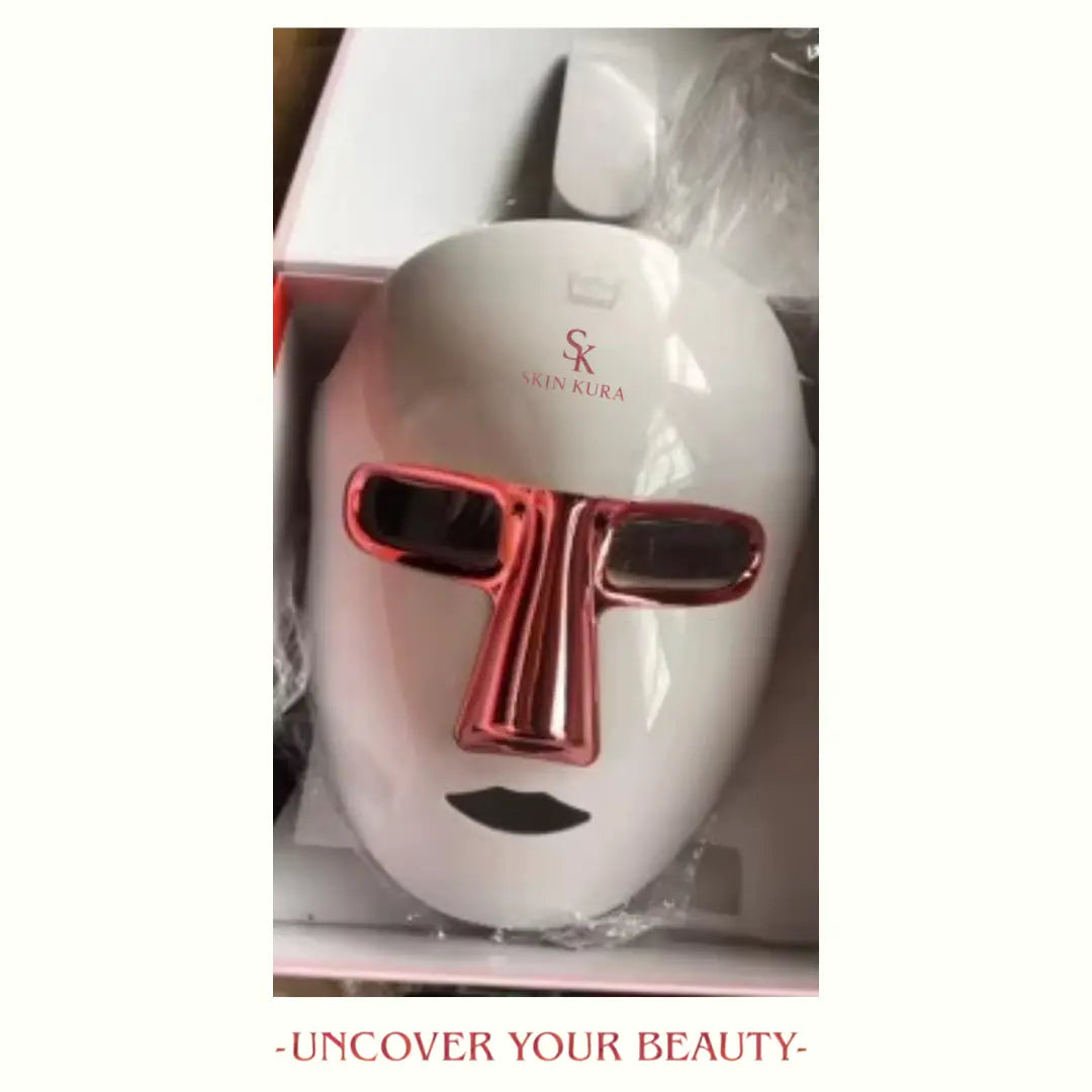 Skinkura LED mask dimensions and specs – 23.5 × 20.5 cm, lightweight design.