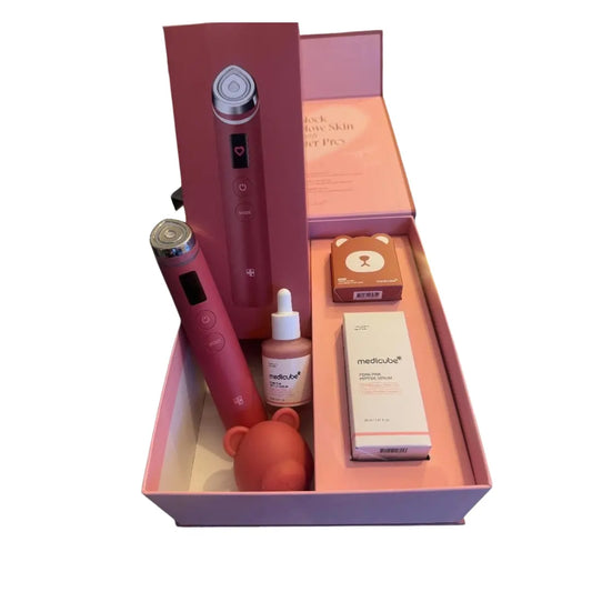 AGE-R Booster Pro Red Edition multifunctional anti-aging device with Electroporation, Microcurrent, EMS, Electric Needling, LED, and Sonic Vibration