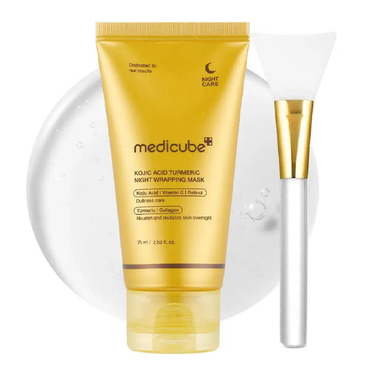 Medicube Kojic Acid Turmeric Night Mask Set 75ml with brush | overnight brightening peel