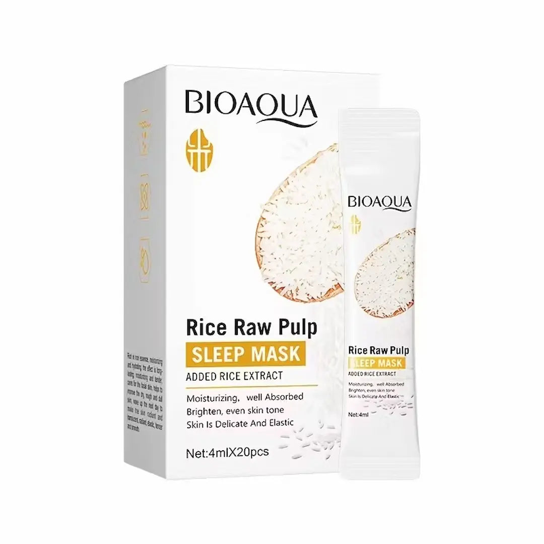 BIOAQUA Rice Raw Pulp Sleep Mask 20pcs – Hydrating Overnight Korean Skincare Mask
