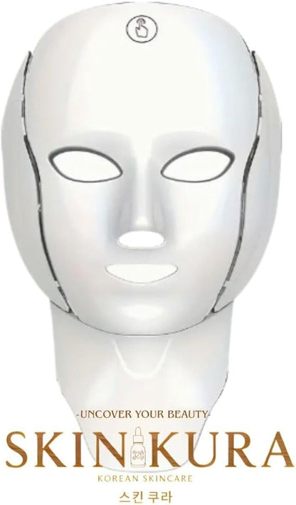 LED Facial & Neck Mask – 7 Colors Light Therapy for Acne, Wrinkles & Skin Rejuvenatio