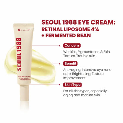 Packaging of KSECRET SEOUL 1988 Eye Cream for retail display.