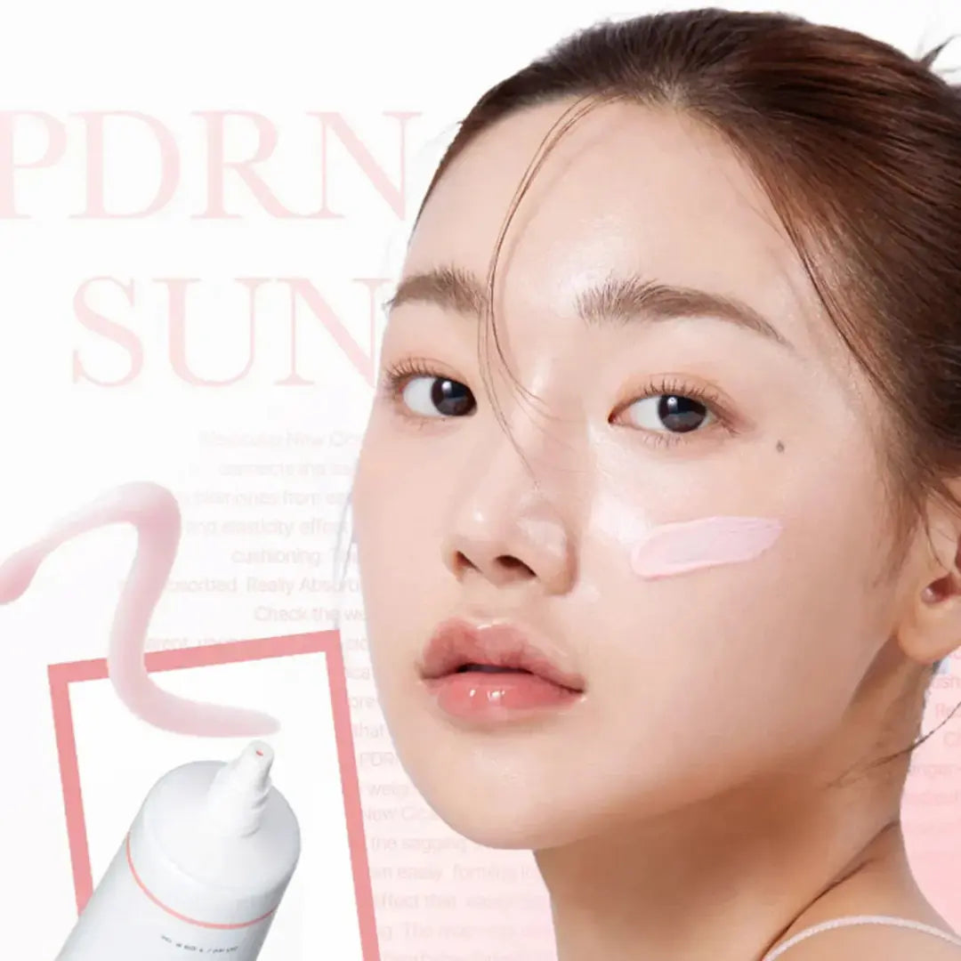 Applying Medicube tone-up sun cream on face | lightweight, non-greasy