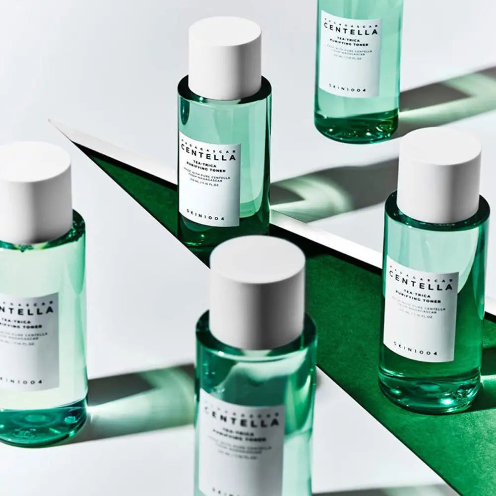 Close-up of SKIN1004 Tea-Trica Toner ingredients with Centella and Tea Tree