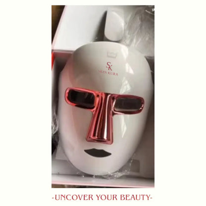 Skinkura LED mask dimensions and specs – 23.5 × 20.5 cm, lightweight design.