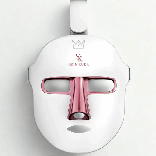 Skinkura LED light therapy face mask, wireless USB-rechargeable, front view. Koreanskincare.
