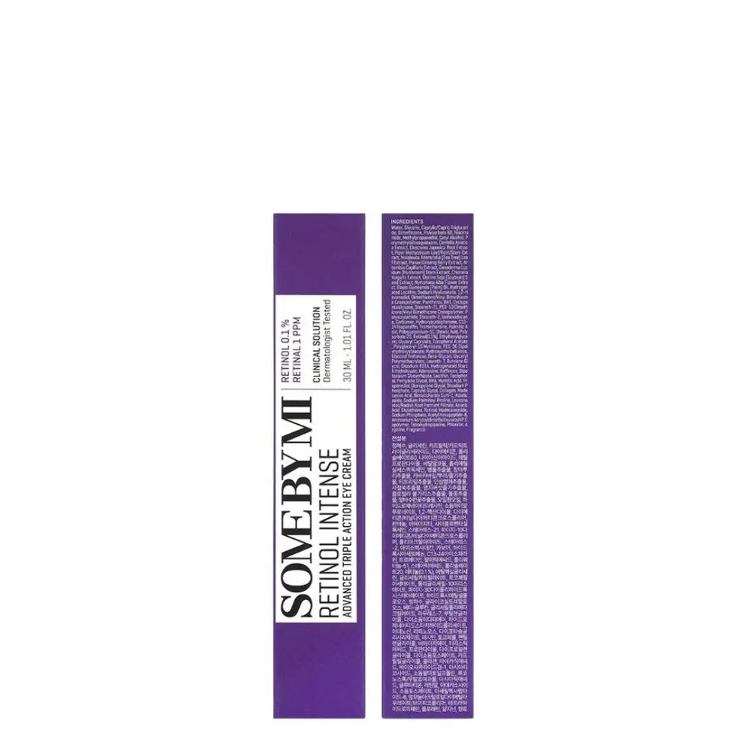 Metal applicator massaging under-eye area | retinol eye cream